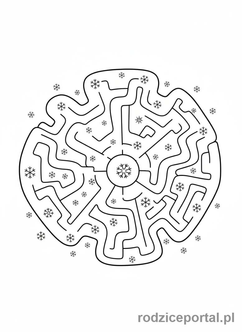 Kolorowanka Zimowe - Śniegowy labirynt.