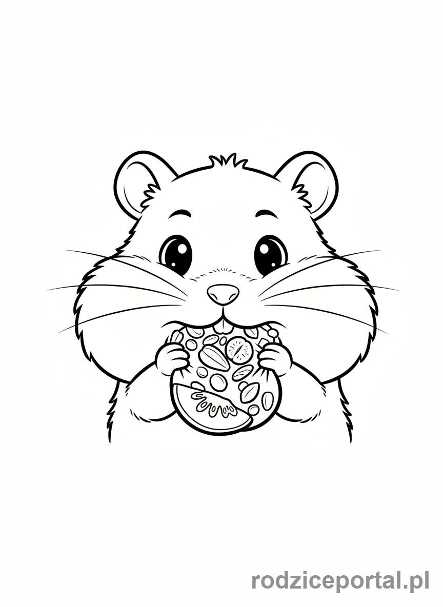 Kolorowanka Zwierzęta Domowe - Chomik z pełnymi policzkami.