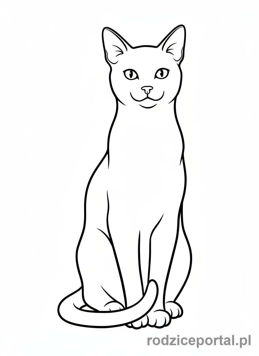 Kolorowanka Zwierzęta Domowe - Czarny kot siedzący majestatycznie.