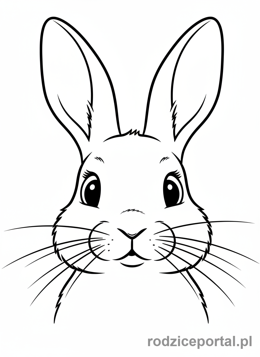 Kolorowanka Zwierzęta Domowe - Królik z długimi wąsami.