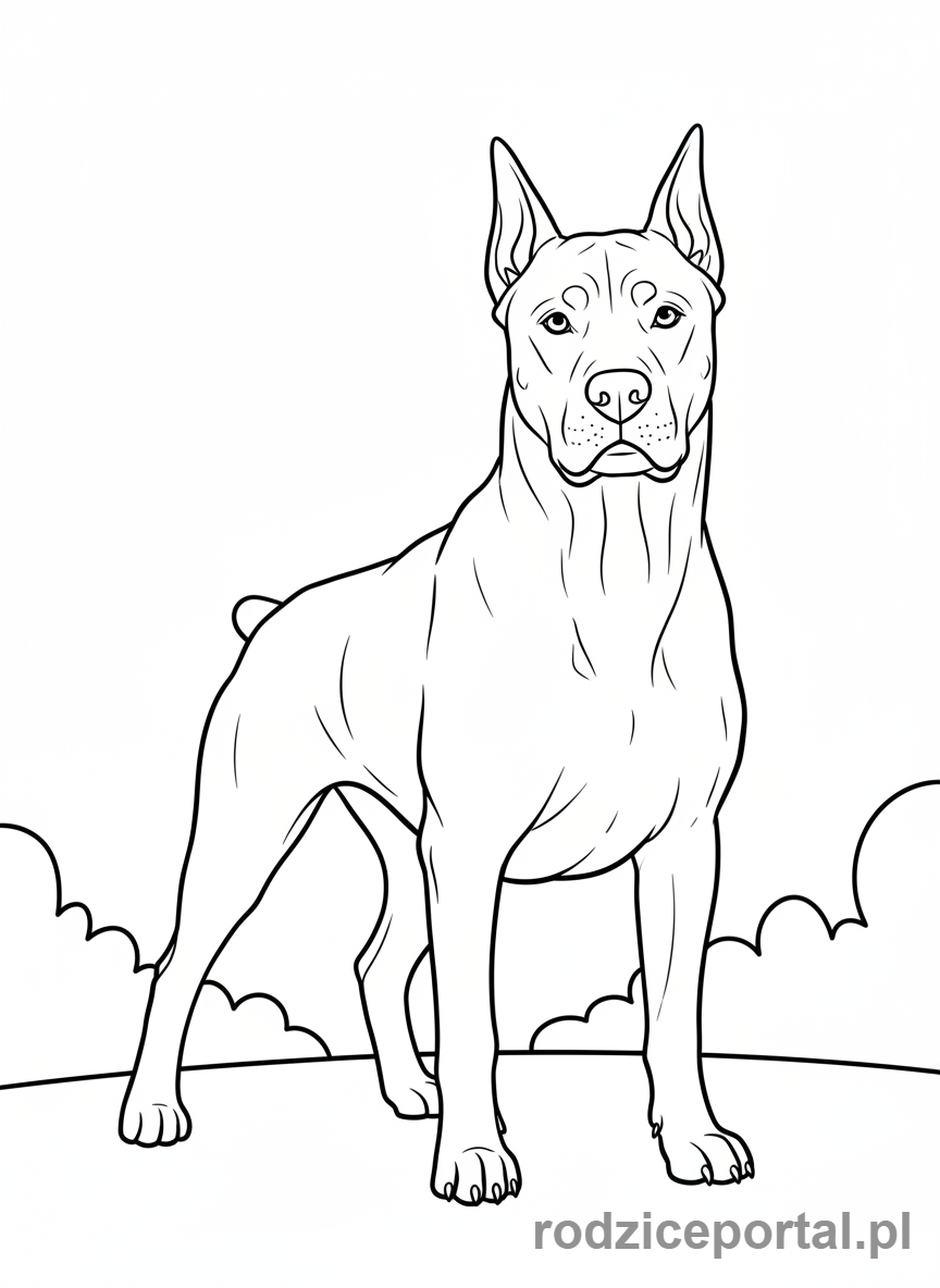 Kolorowanka Zwierzęta Domowe - Pies obronny na posterunku.