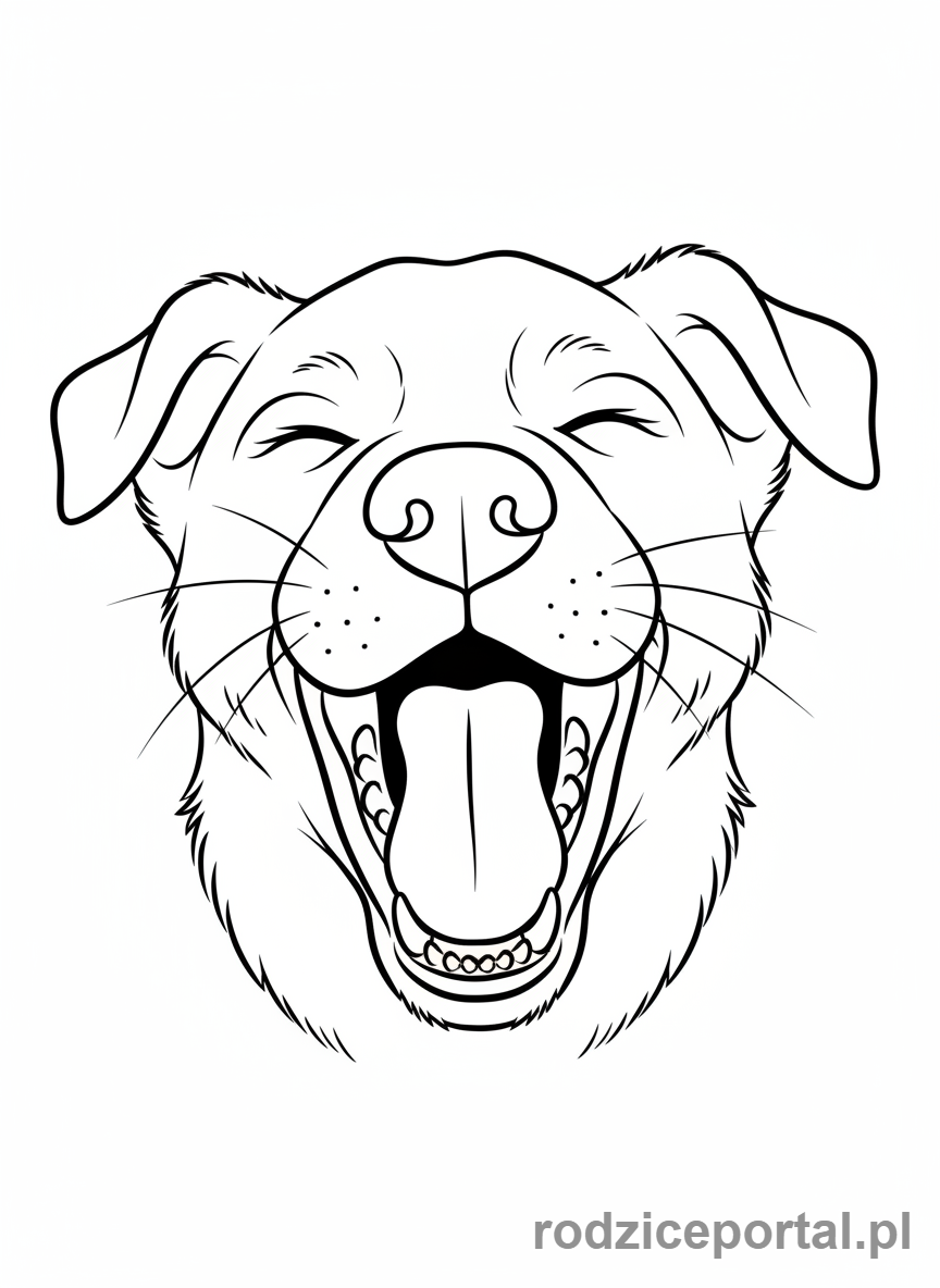 Kolorowanka Zwierzęta Domowe - Piesek ziewający, zbliżenie pyska