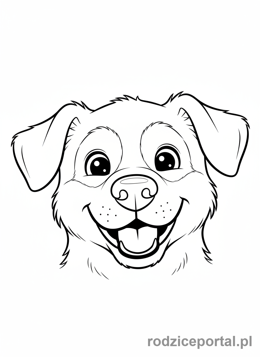 Kolorowanka Zwierzęta Domowe - Uśmiechnięty pies.