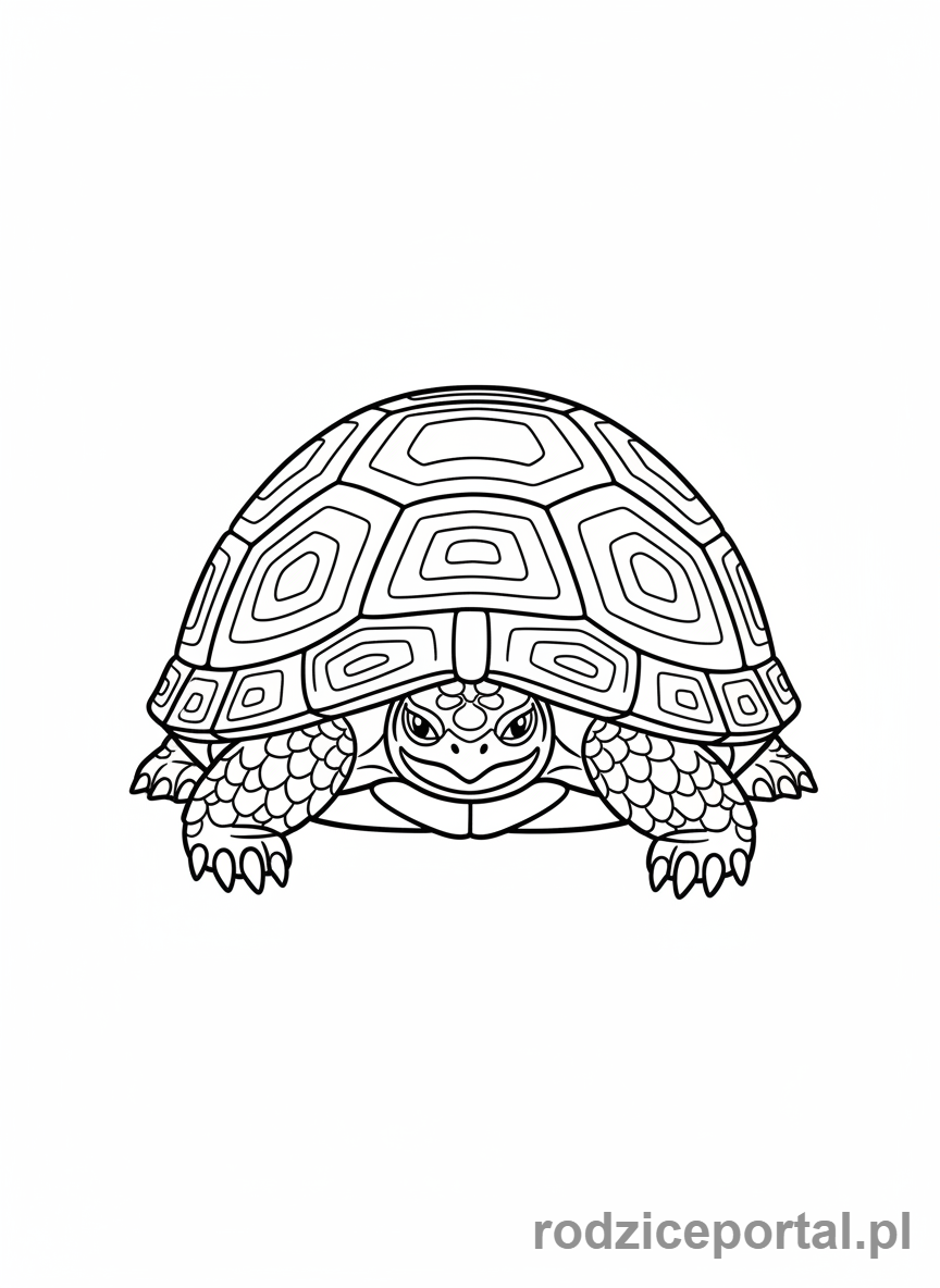 Kolorowanka Zwierzęta Domowe - Żółw chowający się w skorupie.