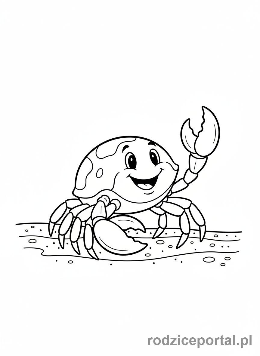Kolorowanka Zwierzęta Morskie - Krab spacerujący po dnie morza