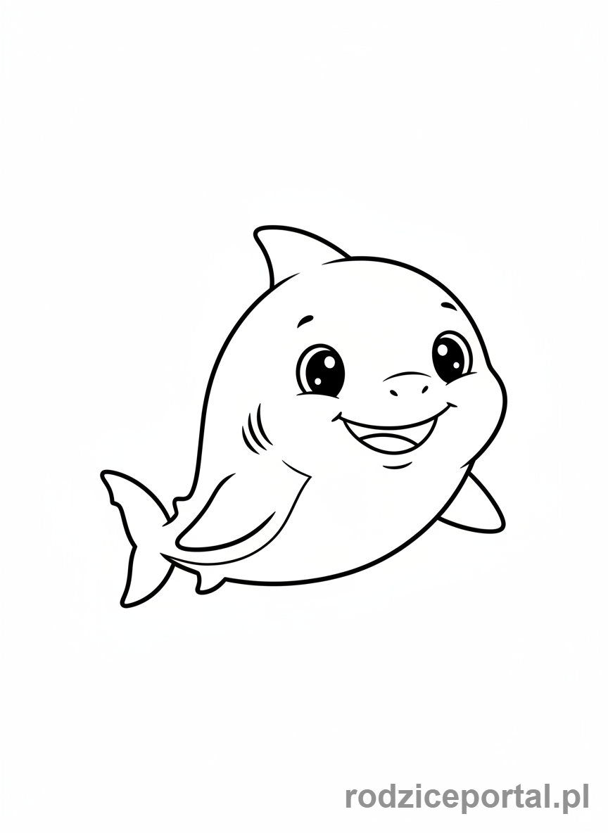 Kolorowanka Zwierzęta Morskie - Uroczy rekin z uśmiechem