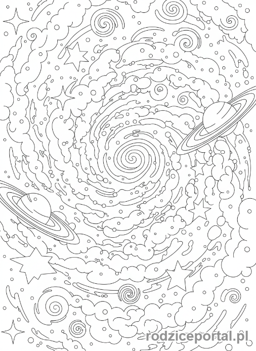 Kolorowanka Abstrakcyjne - Abstrakcyjna galaktyczna mgławica