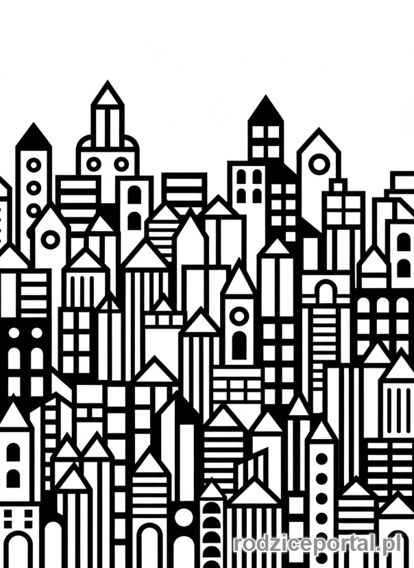 Kolorowanka Abstrakcyjne - Abstrakcyjna sylwetka miasta