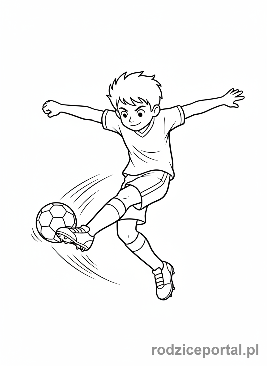 Kolorowanka Aktywność Fizyczna - Chłopiec gra w piłkę