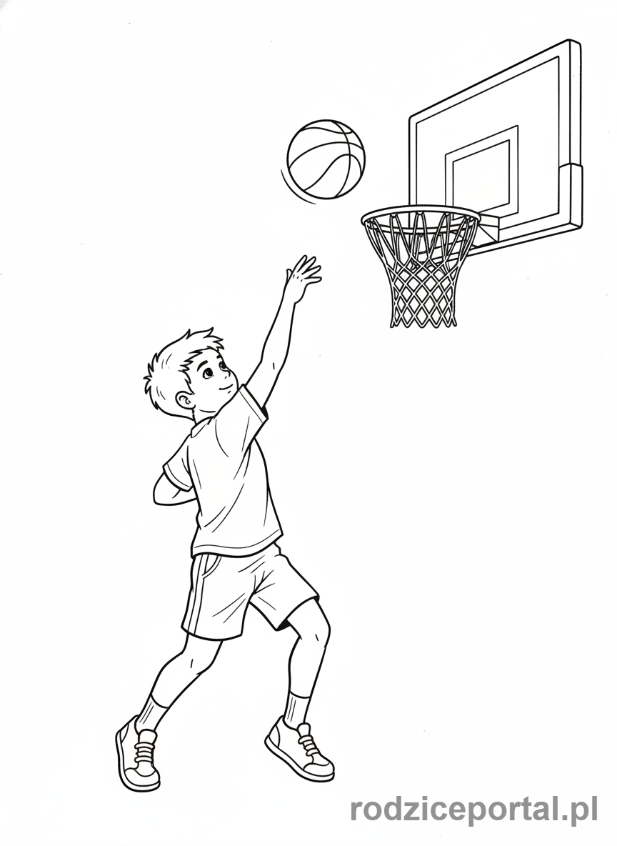 Kolorowanka Aktywność Fizyczna - Koszykówka, rzut