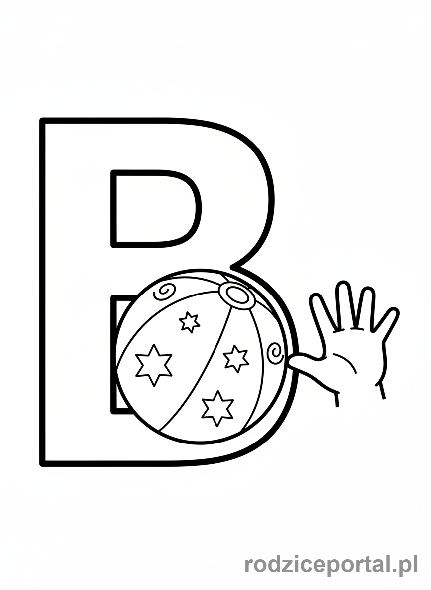Kolorowanka Alfabet Angielski - Litera B i piłka