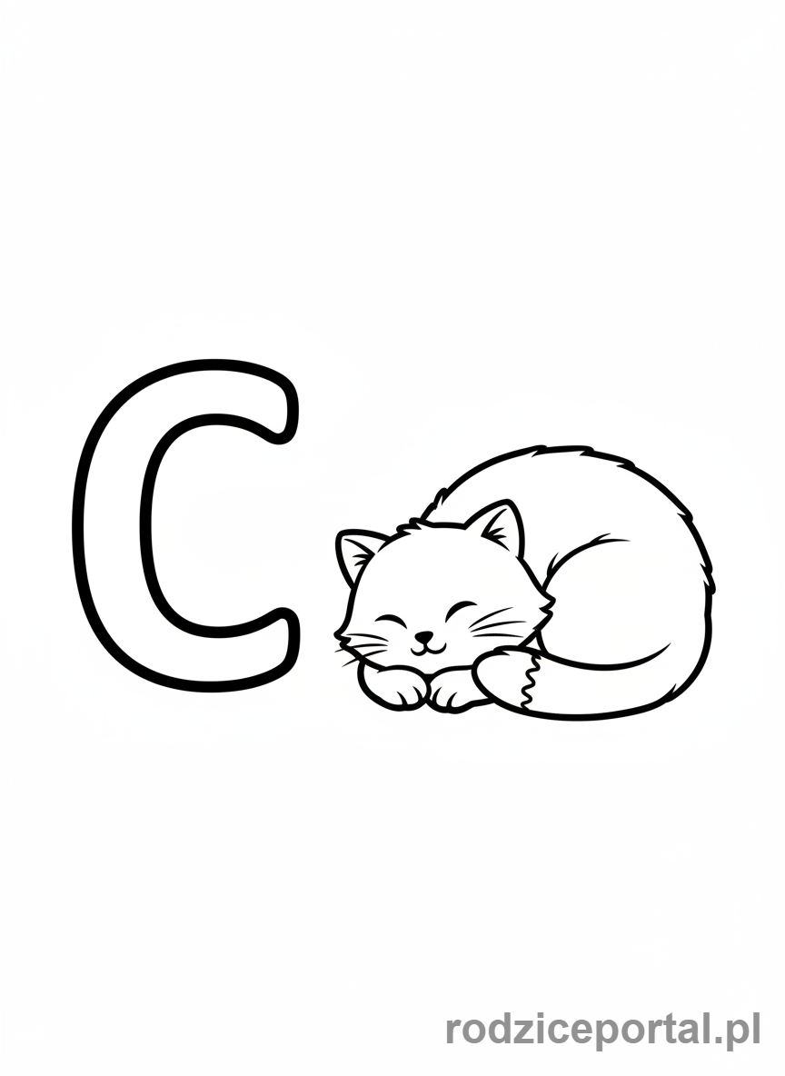Kolorowanka Alfabet Angielski - Litera C i kot