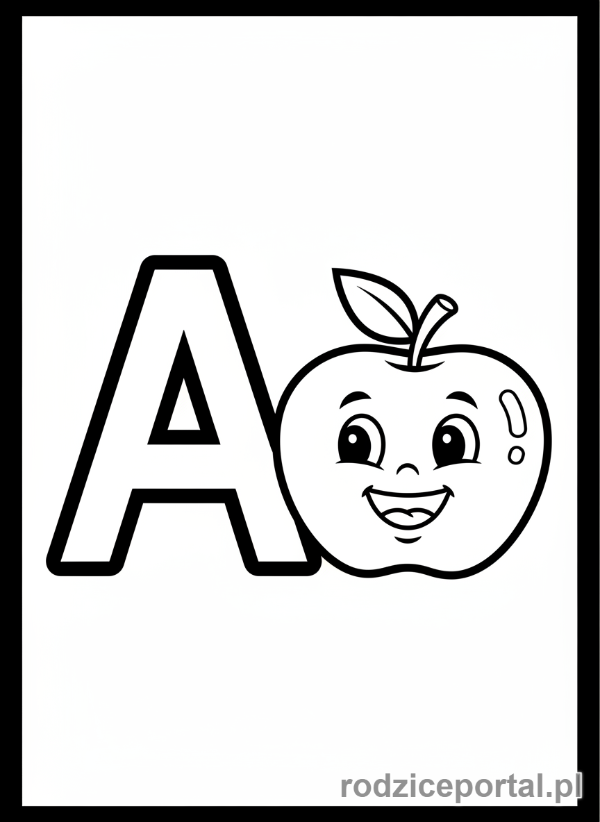 Kolorowanka Alfabet - Literka A i jabłko
