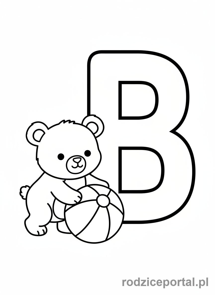 Kolorowanka Alfabet - Literka B i miś