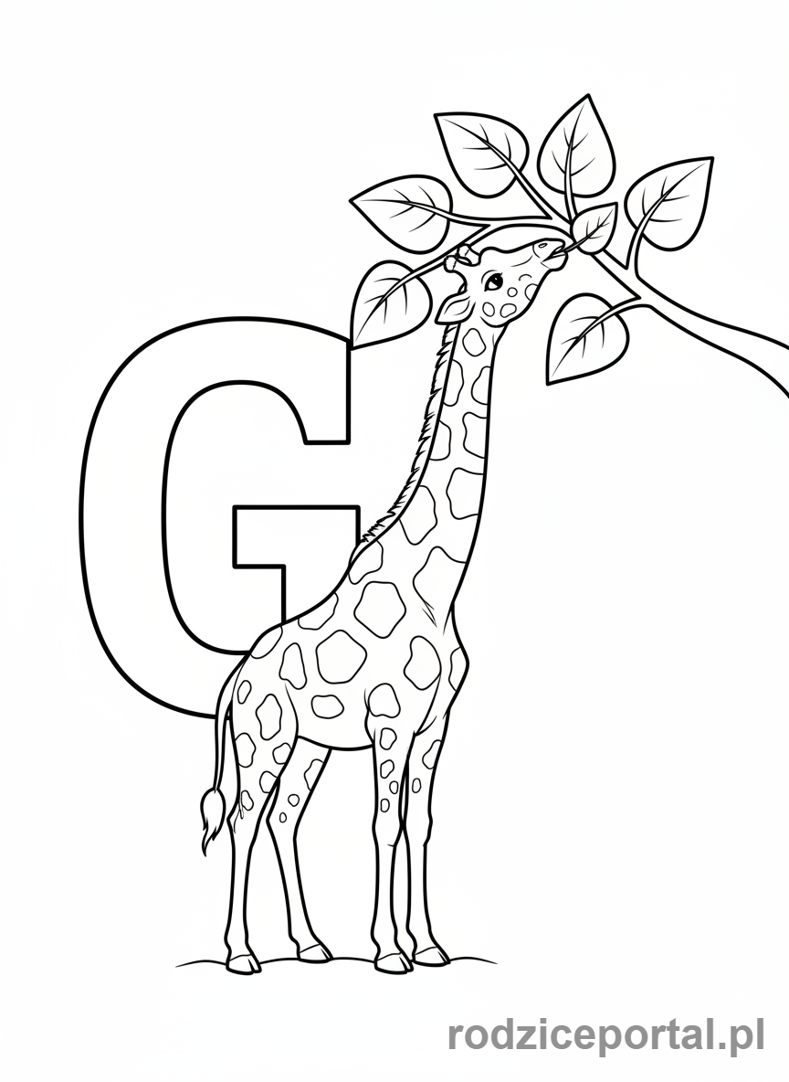 Kolorowanka Alfabet - Literka G i żyrafa