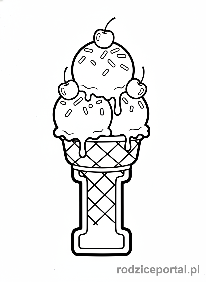 Kolorowanka Alfabet - Literka I i lody