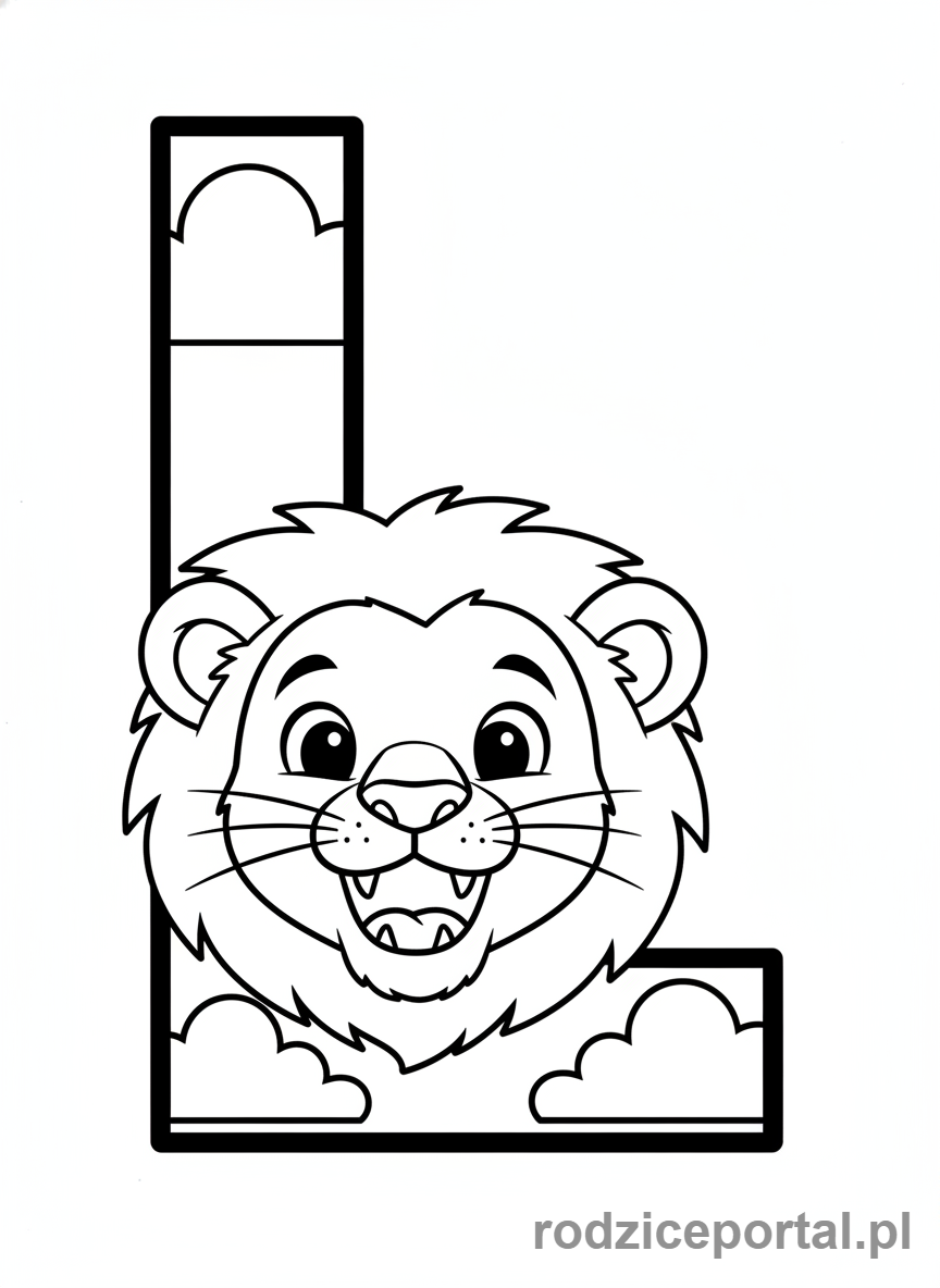 Kolorowanka Alfabet - Literka L i lew