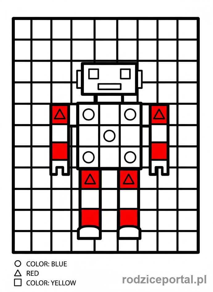Kolorowanka Łamigłówki - Kodowanie obrazka robot