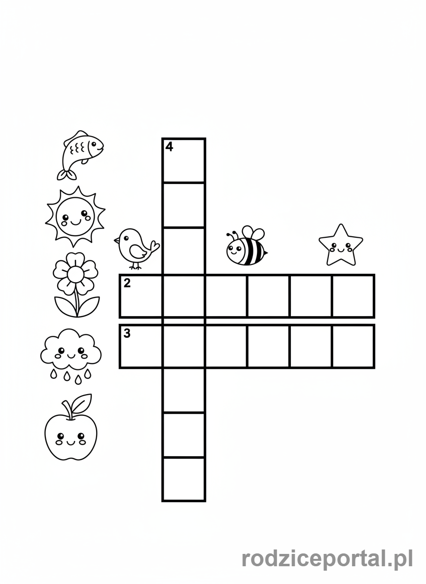 Kolorowanka Łamigłówki - Krzyzowka dla dzieci
