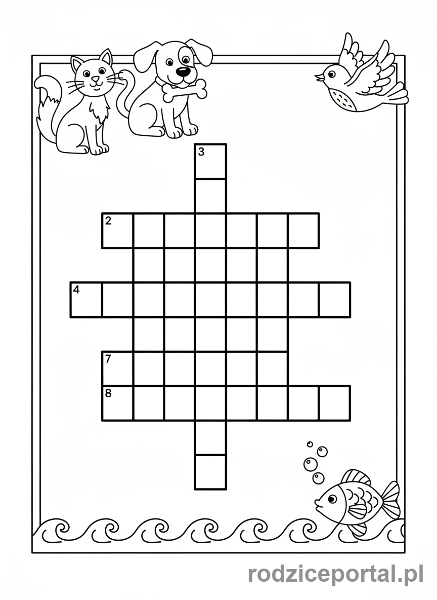 Kolorowanka Łamigłówki Pdf - Krzyżówka ze zwierzętami