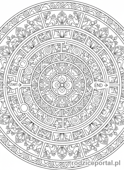 Kolorowanka Łamigłówki Pdf - Mandala z labiryntem