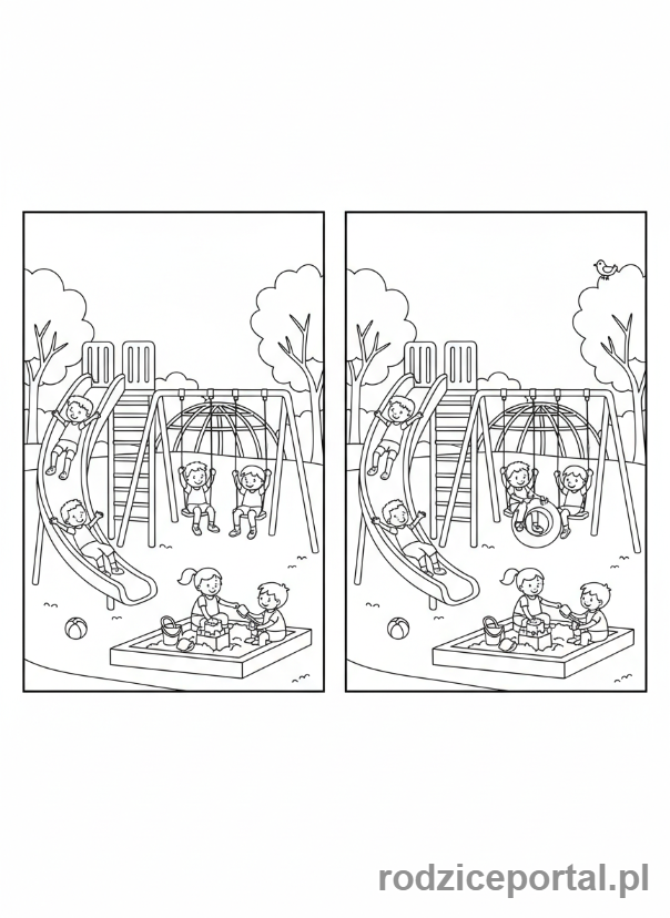 Kolorowanka Łamigłówki Pdf - Znajdź różnice na placu zabaw