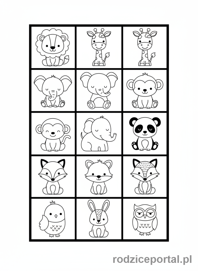 Kolorowanka Łamigłówki - Sudoku zwierzeta