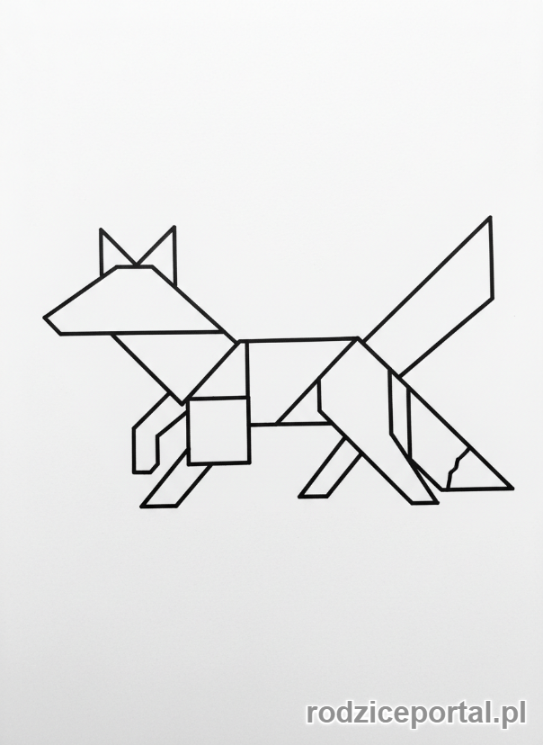 Kolorowanka Łamigłówki - Tangram zwierzatko