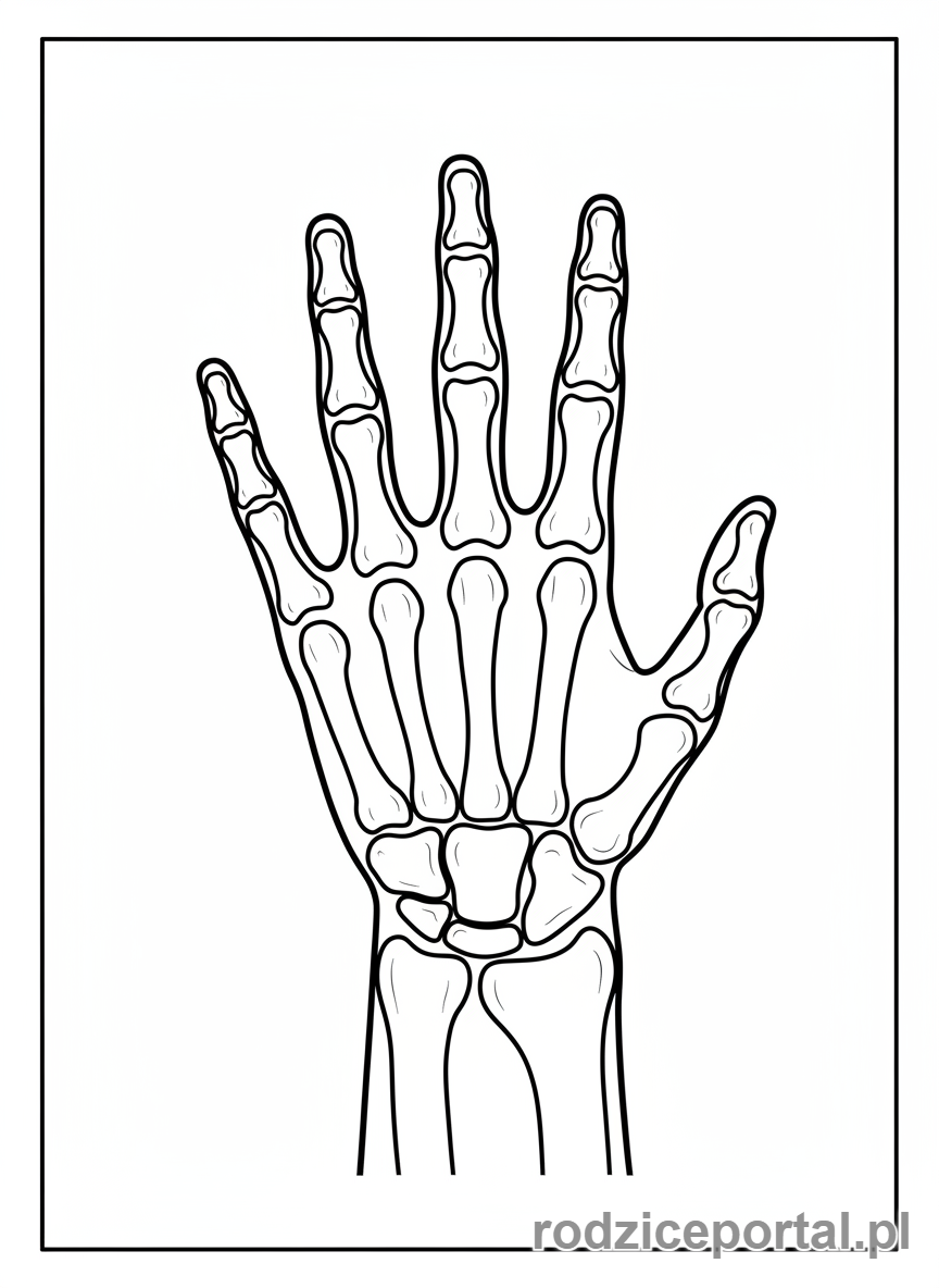 Kolorowanka Anatomia Uproszczona - Kości dłoni