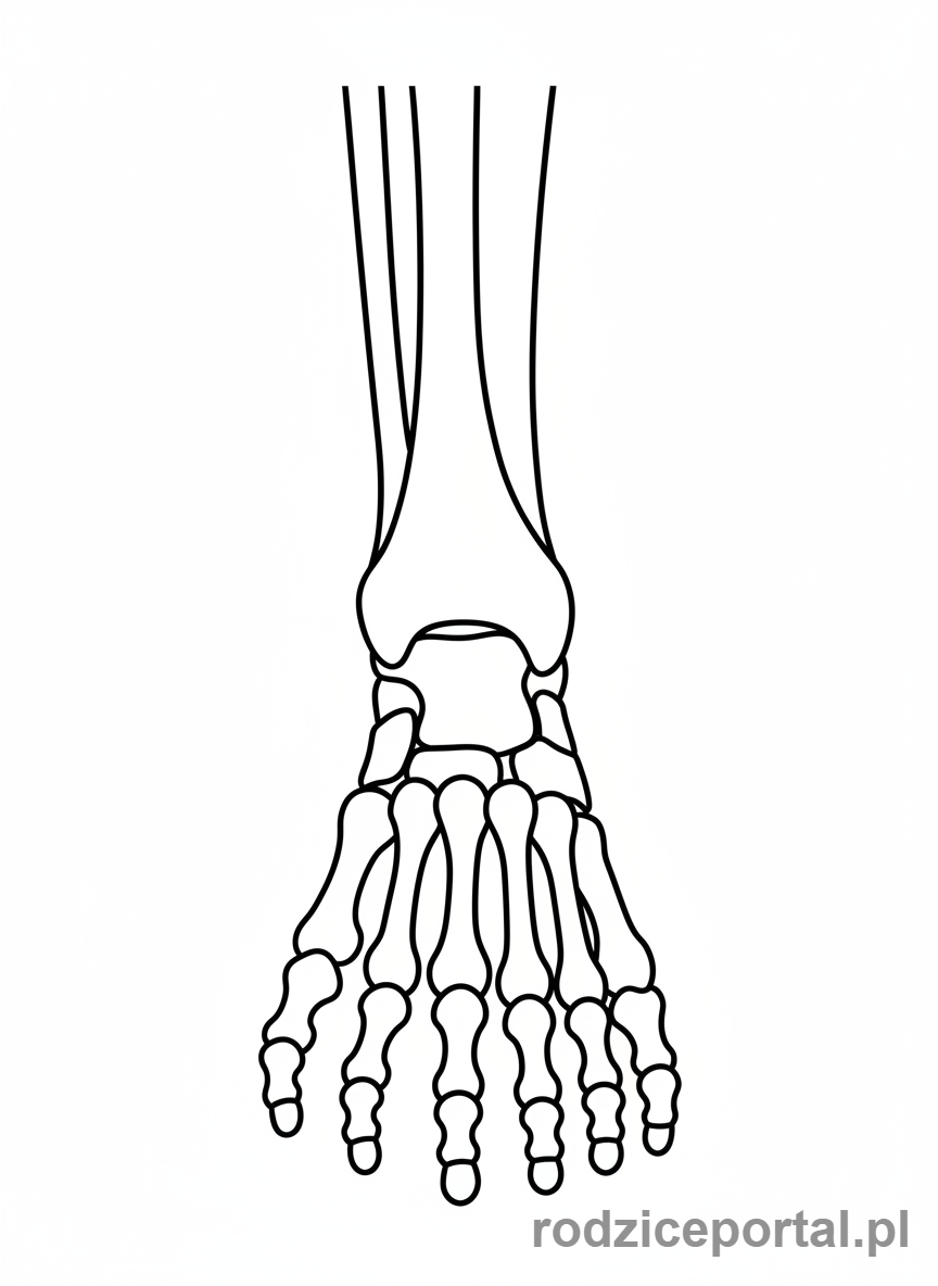 Kolorowanka Anatomia Uproszczona - Kości stopy