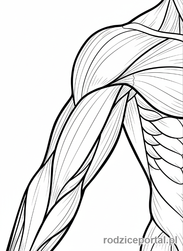 Kolorowanka Anatomia Uproszczona - Mięśnie ramienia