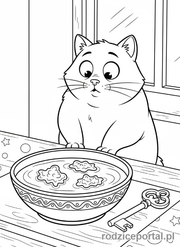 Kolorowanka Andrzejki - Kot obserwujący woskowe kształty