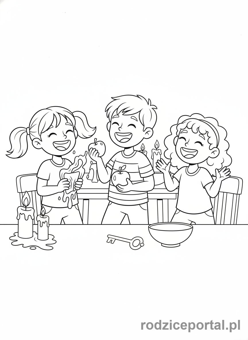 Kolorowanka Andrzejki - Wesołe Andrzejki z przyjaciółmi