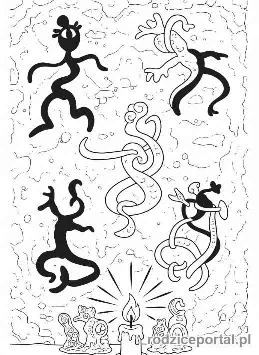 Kolorowanka Andrzejki - Wzory woskowe na ścianie