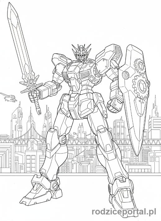 Kolorowanka Anime - Robot Mecha heroicznie
