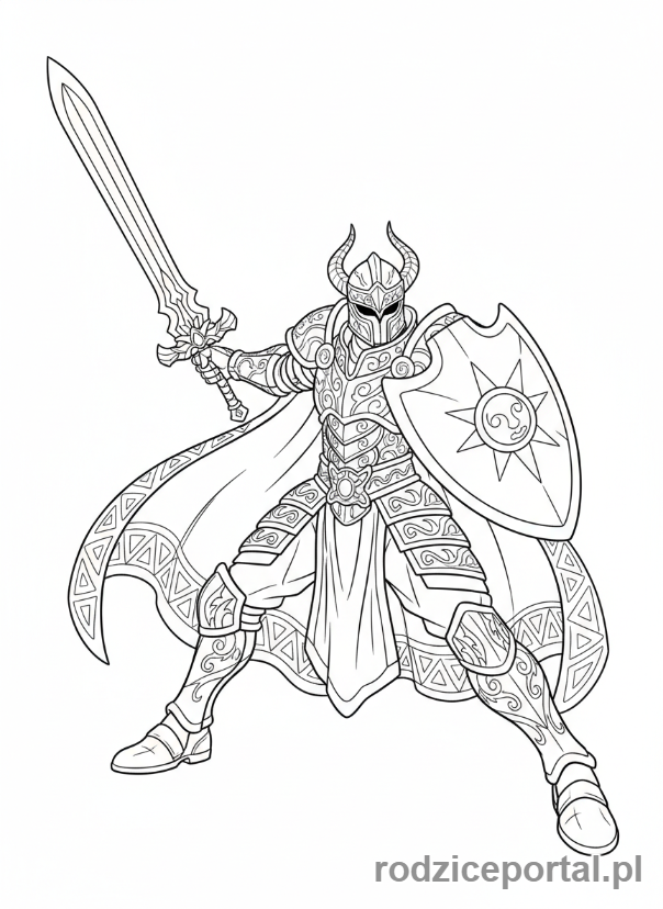 Kolorowanka Anime - Wojownik anime z mieczem cała postać