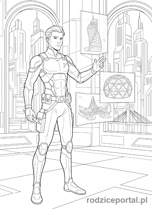 Kolorowanka Architekt - Architekt przyszłości projektuje