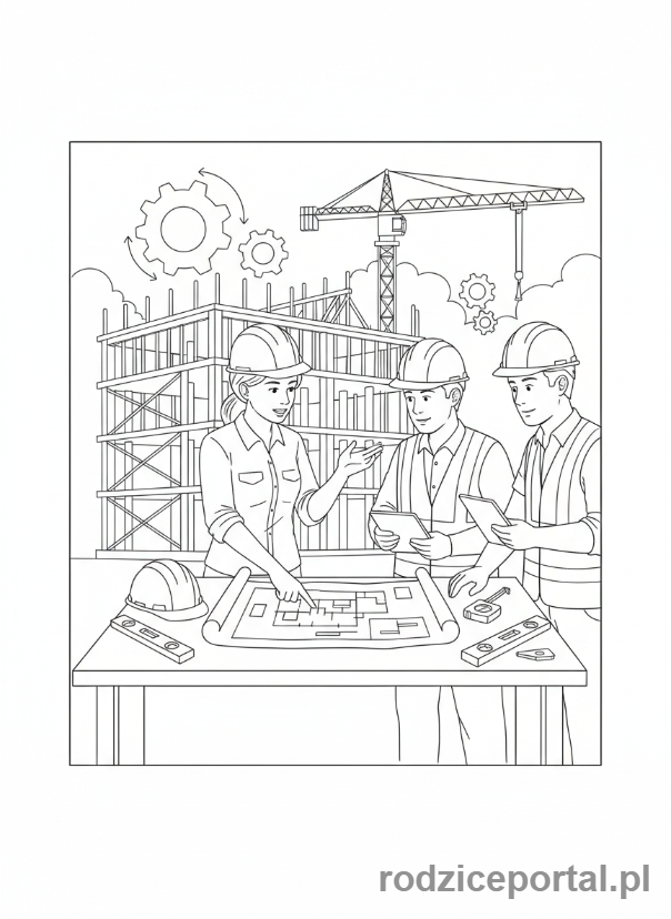 Kolorowanka Architekt - Architekt z inżynierami