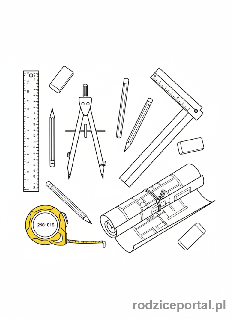 Kolorowanka Architekt - Narzędzia architekta