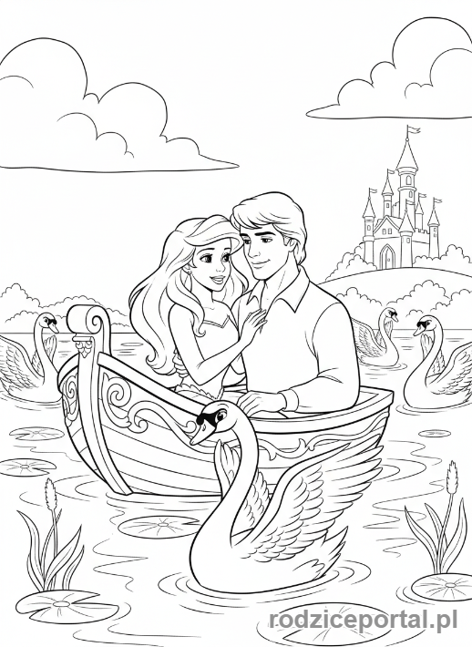 Kolorowanka Arielka - Ariel i Eryk lodka