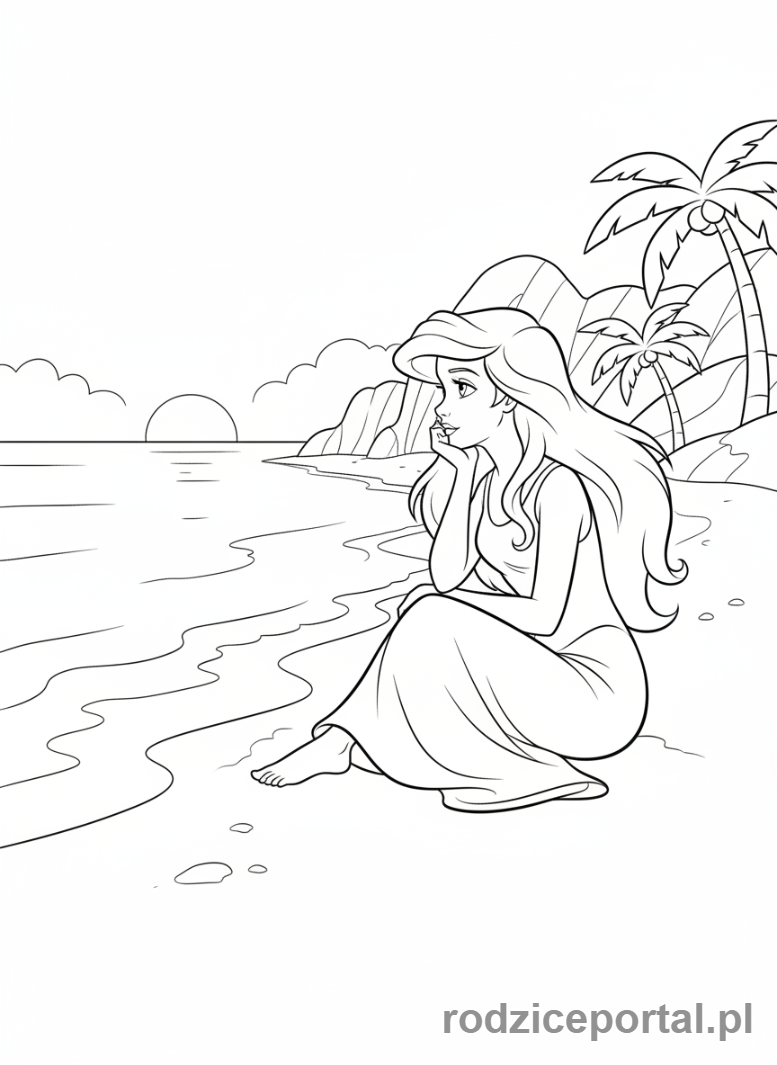 Kolorowanka Arielka - Ariel na plazy