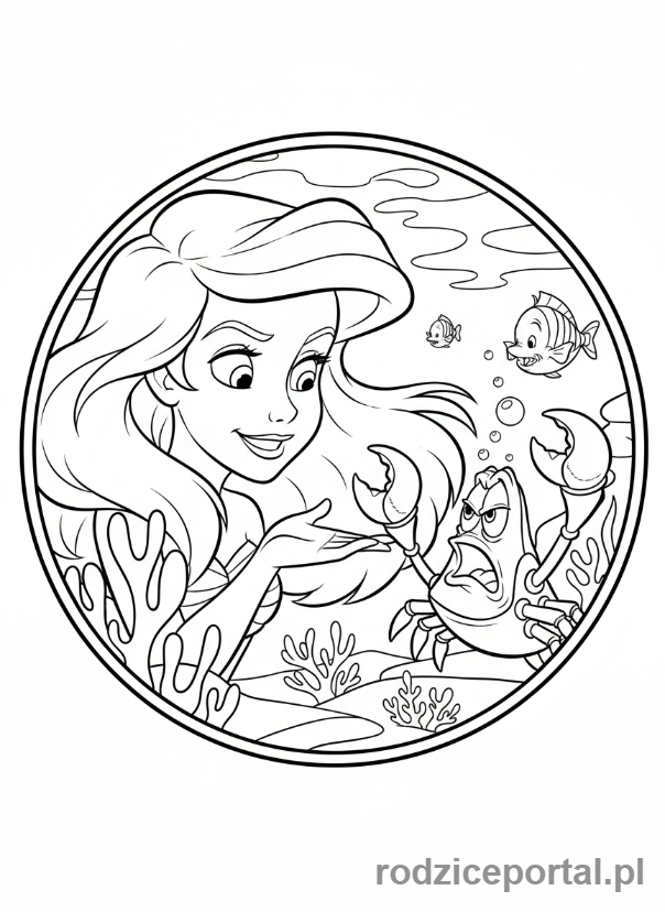 Kolorowanka Arielka - Ariel Sebastian klotnia