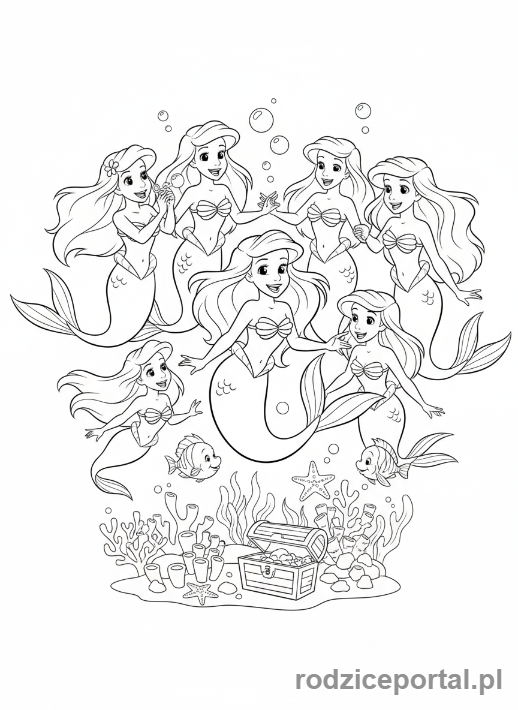 Kolorowanka Arielka - Ariel z siostrami