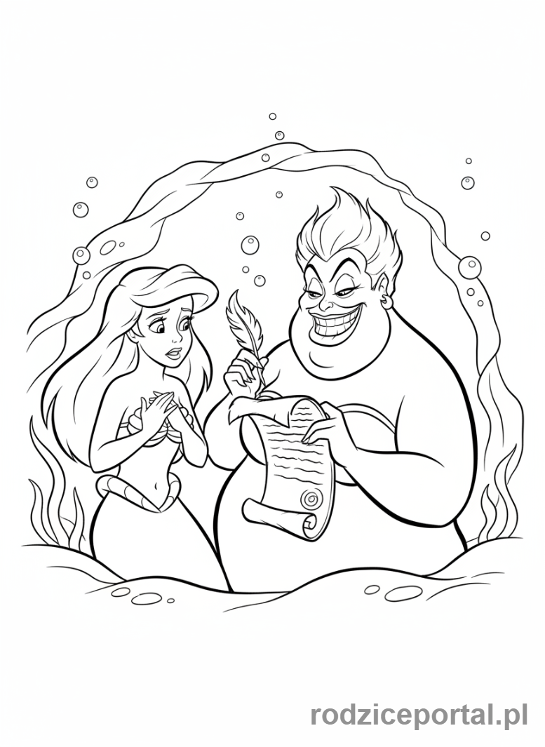 Kolorowanka Arielka - Ursula i Ariel umowa