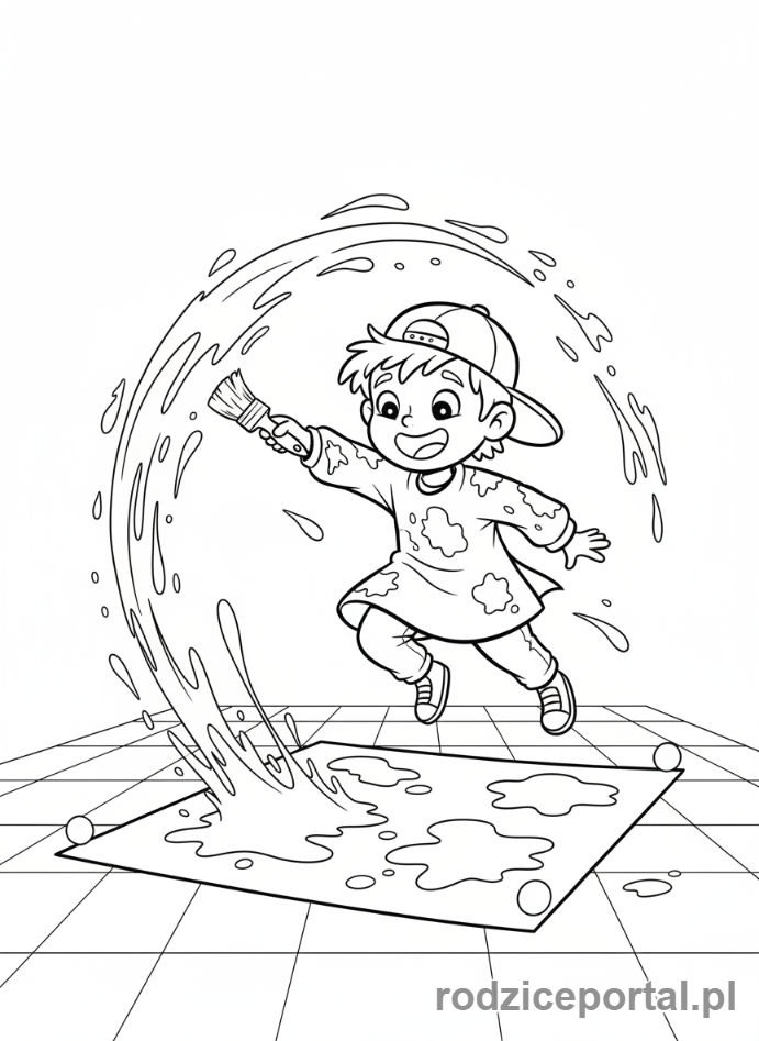 Kolorowanka Artysta - Dziecko malujące radosnie