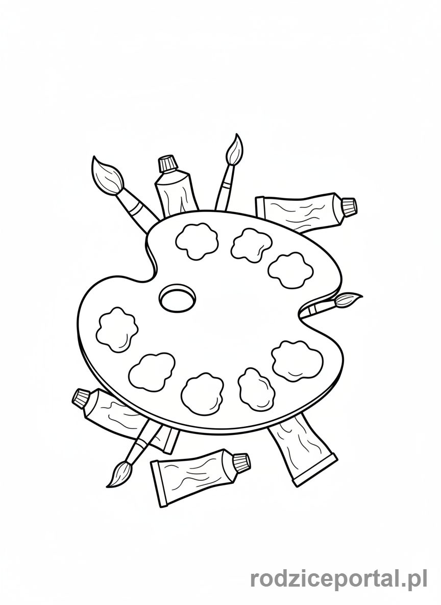 Kolorowanka Artysta - Paleta z farbami i pędzle