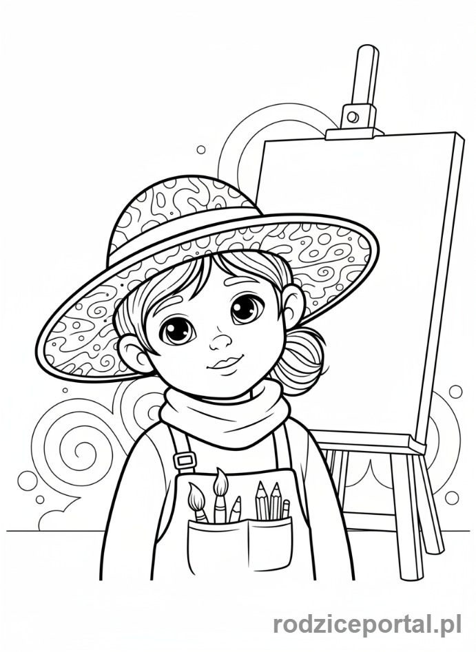 Kolorowanka Artysta - Portret artysty z kapeluszem