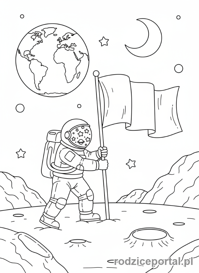 Kolorowanka Astronauta - Astronauta na Księżycu