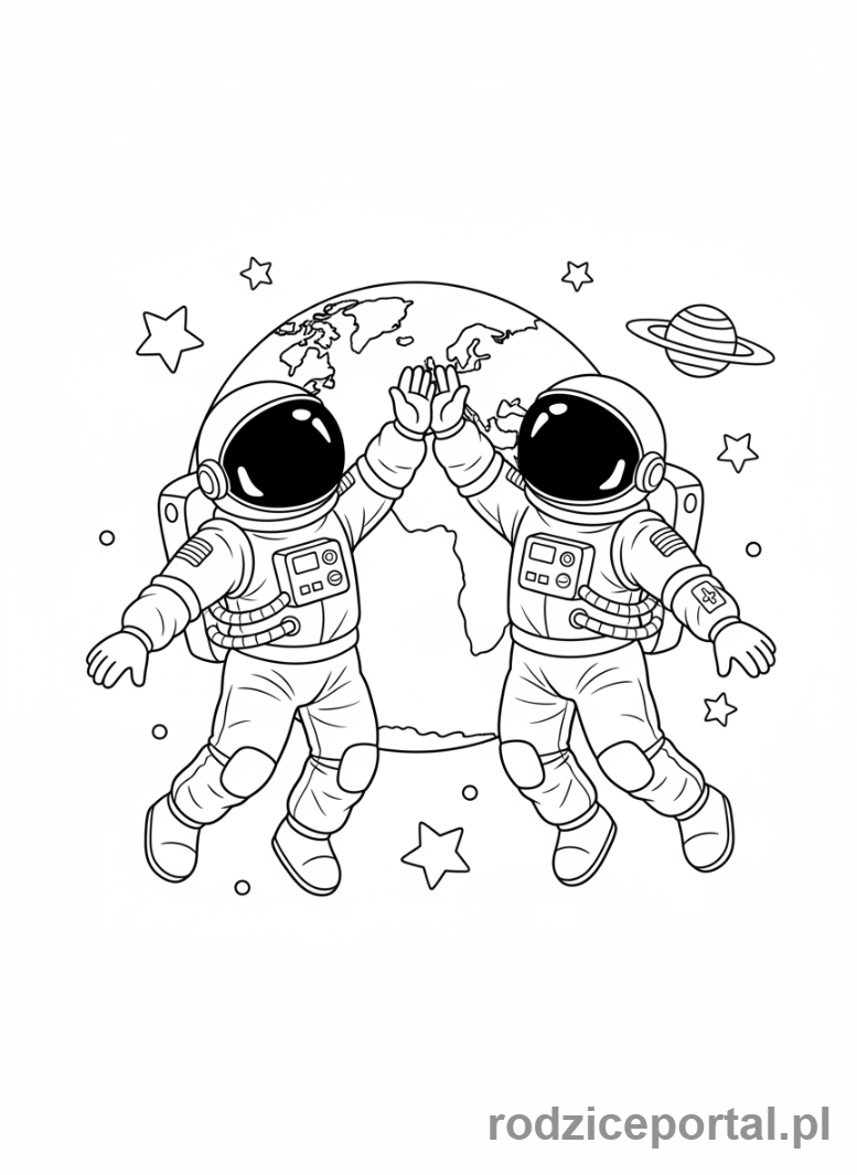 Kolorowanka Astronauta - Dwóch astronautów