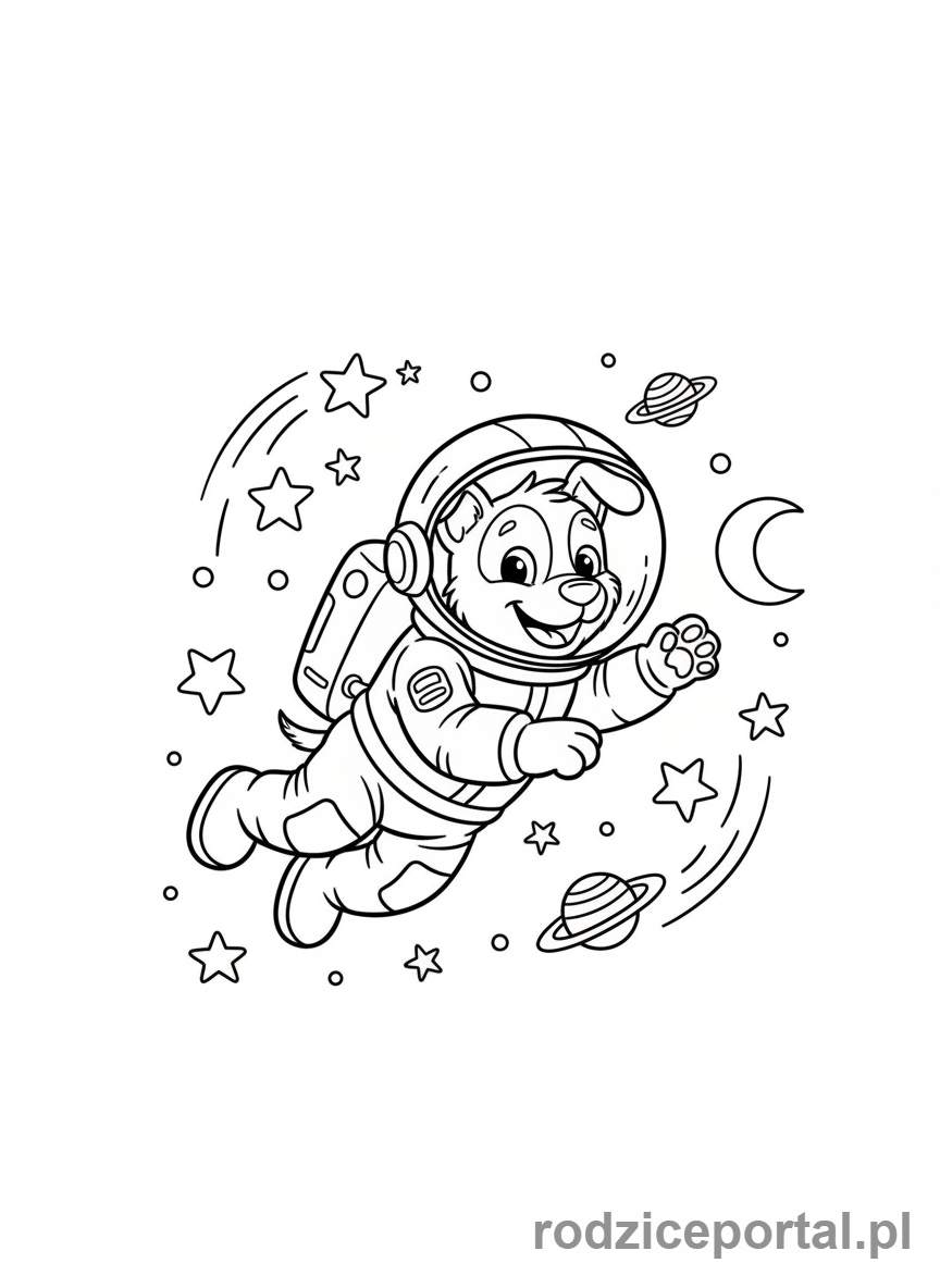 Kolorowanka Astronauta - Pies astronauta